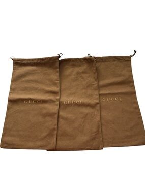 Set of 3 Gucci Brown Dust Bags Drawstring for bag  Storage